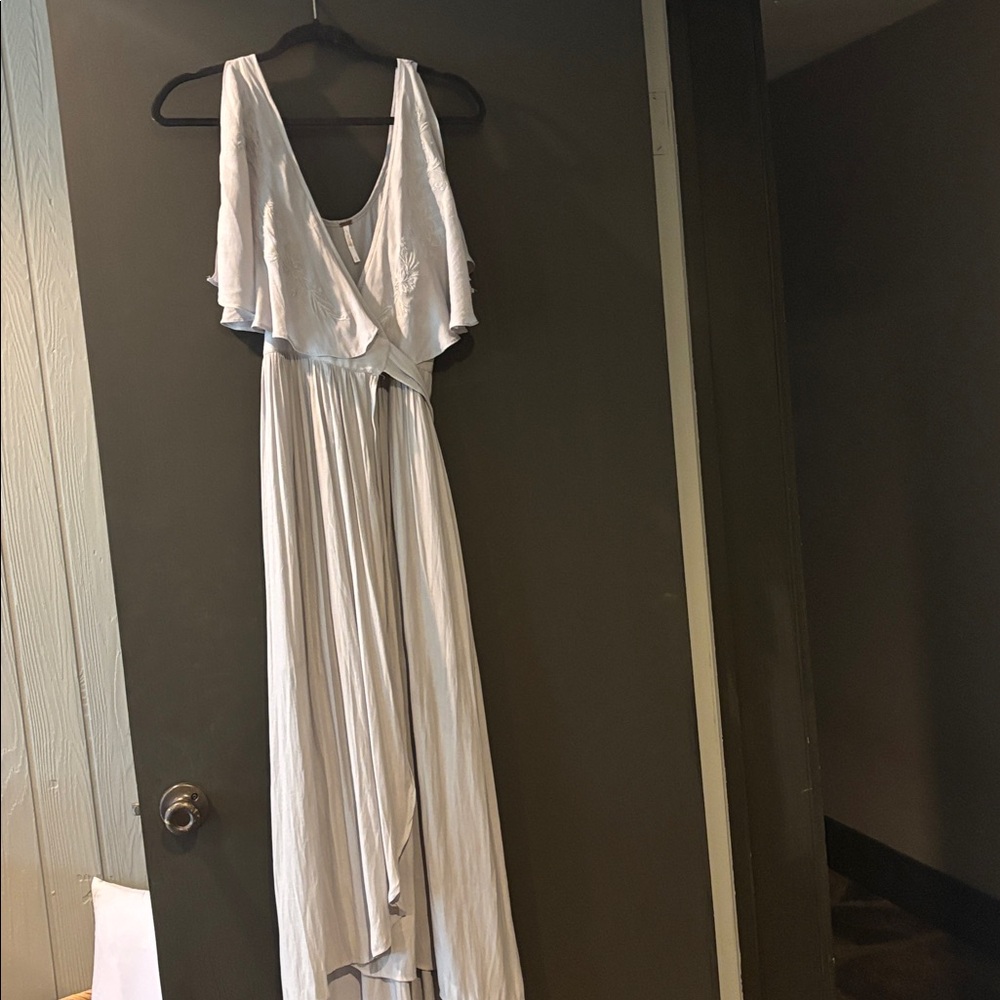 Free people maxi wrap dress dusty blue grey